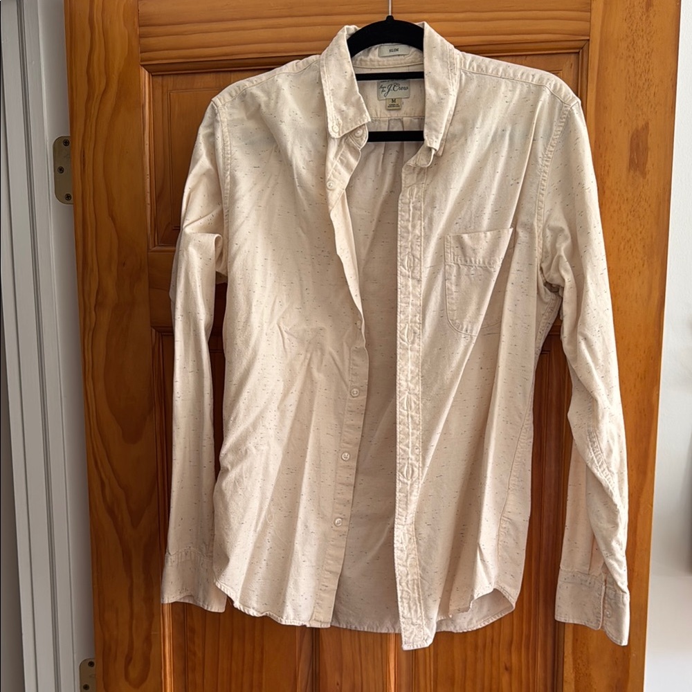 J. Crew Cream Speckled Casual Button-Down Shirt